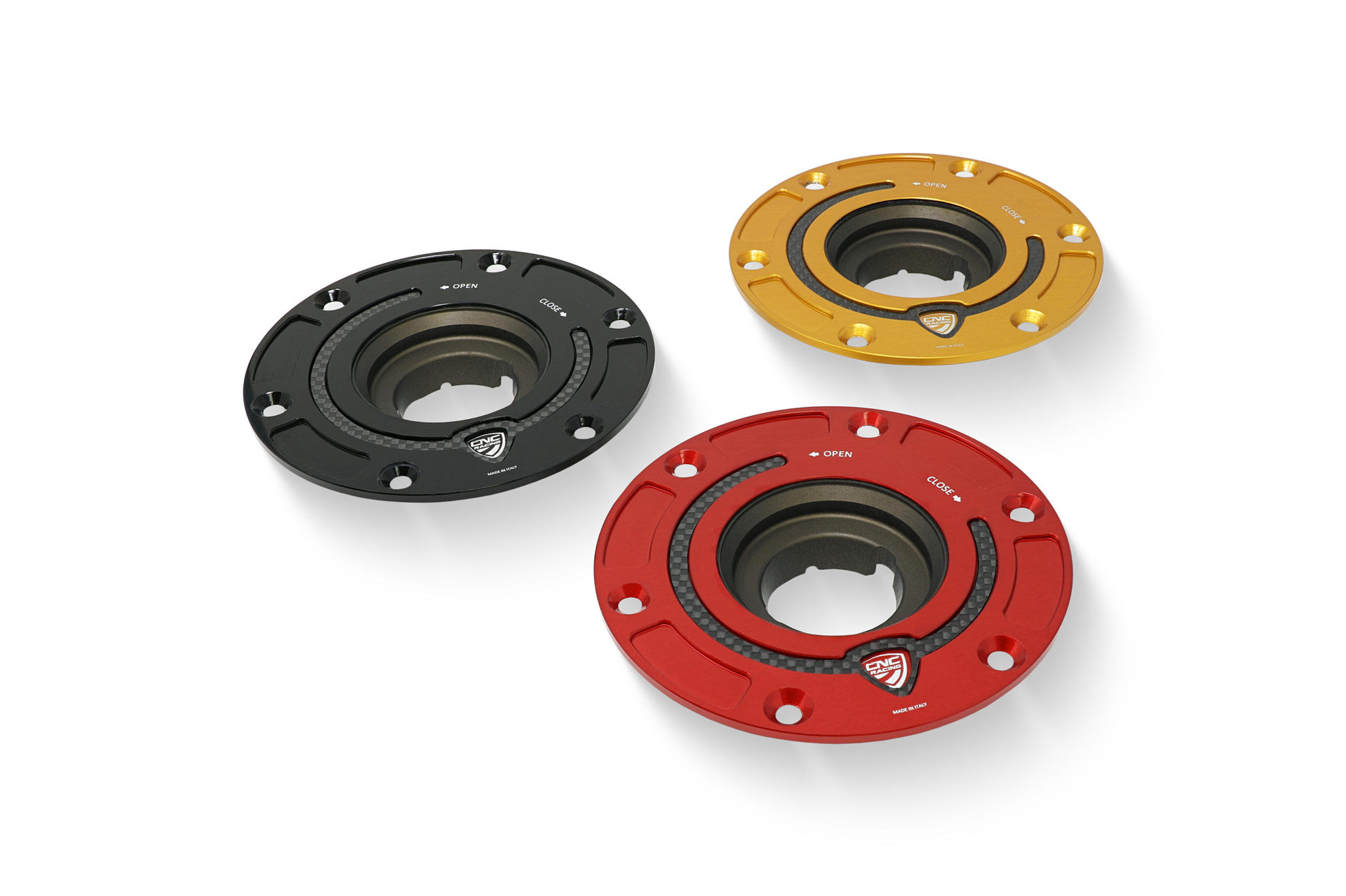 CNC Racing Aluminum with Carbon Inlay Gas Cap Flange for Ducati And KTM CNC Racing Aluminum with Carbon Inlay Gas Cap Flange for Ducati And KTM